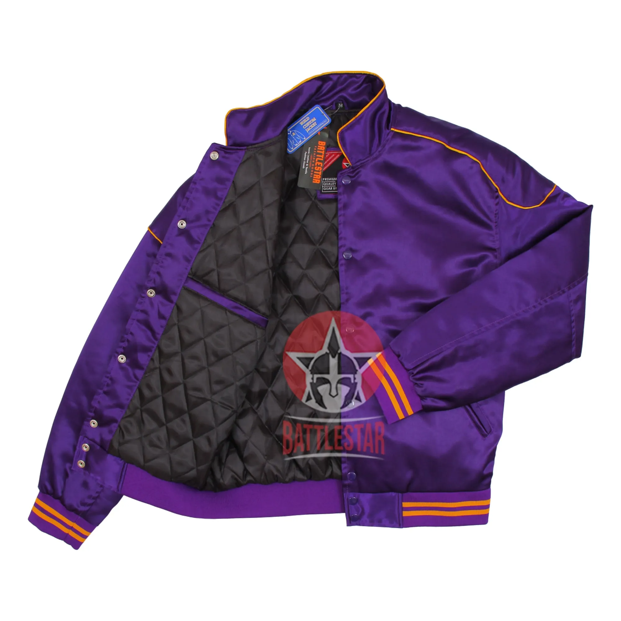 Purple Satin Varsity Letterman Bomber Baseball Jacket