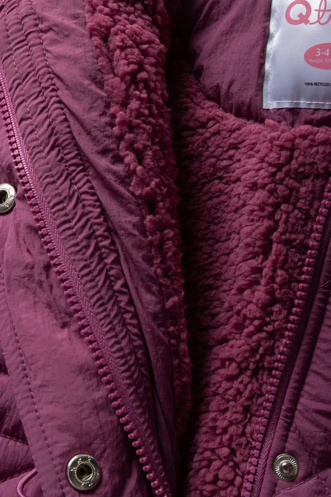 Quilted Hooded Jacket Purple