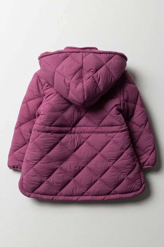 Quilted Hooded Jacket Purple