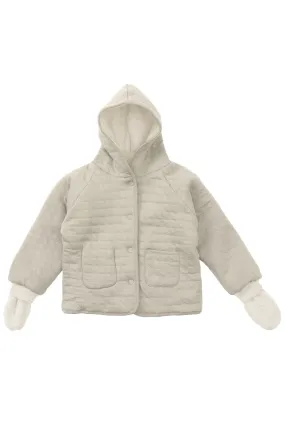 QUILTED REVERSIBLE  JACKET WITH HOODIE - NOUGAT