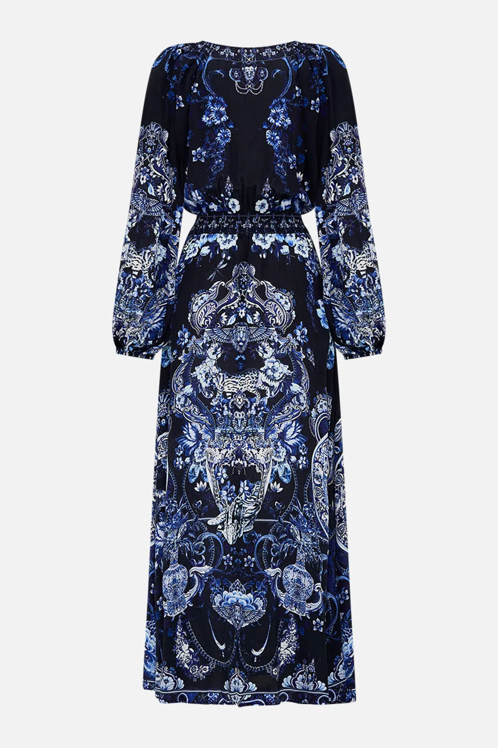 RAGLAN SHIRRED WAIST DRESS DELFT DYNASTY