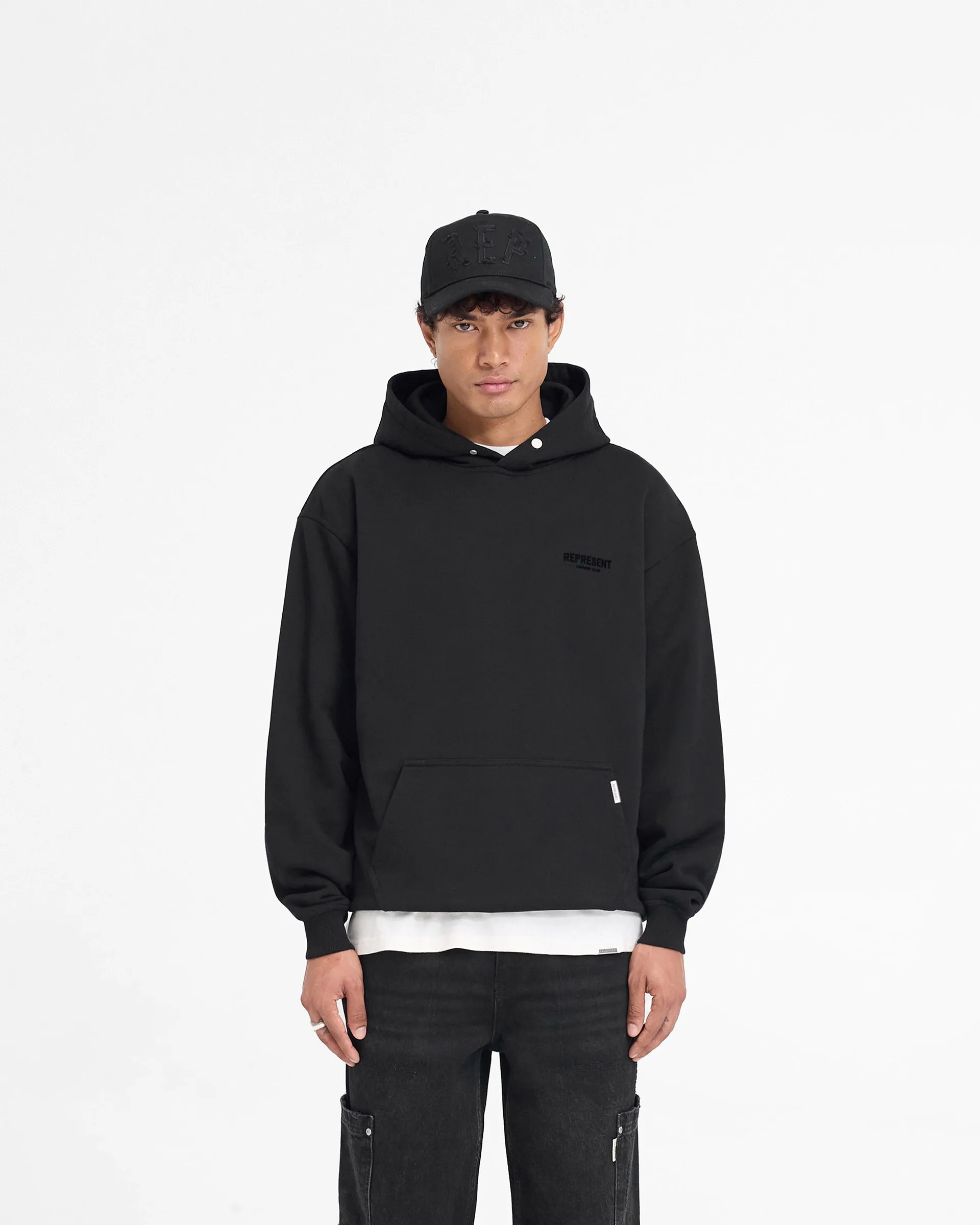 Represent Owners Club Flocked Hoodie - Black