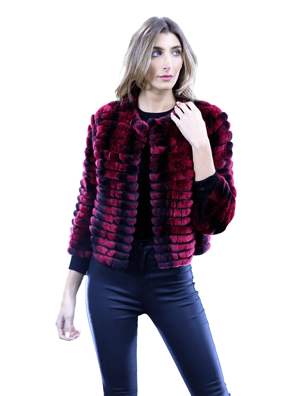 Rex Rabbit Fur Coat - Wine