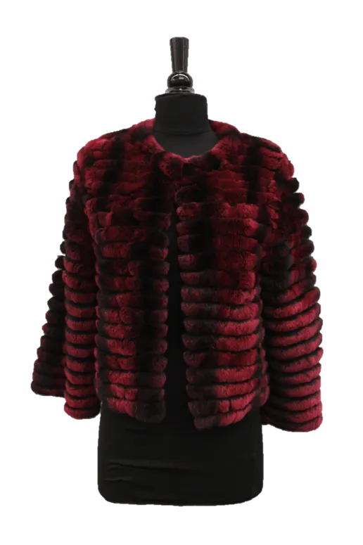 Rex Rabbit Fur Coat - Wine