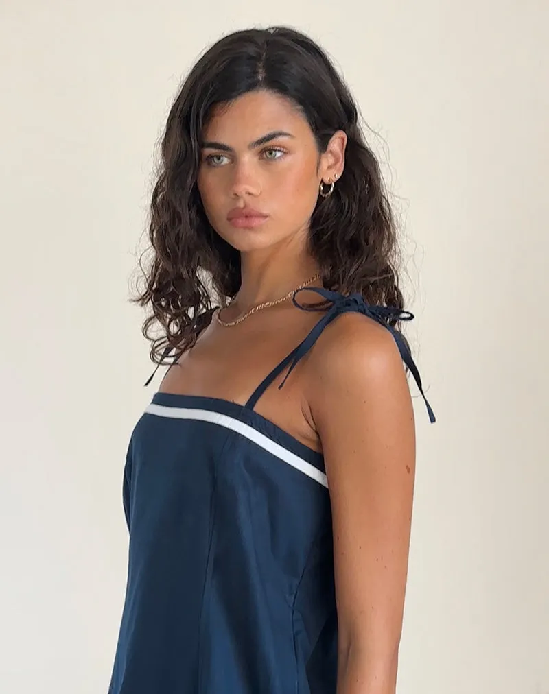 Rodha Cami Mini Dress in Poplin Navy