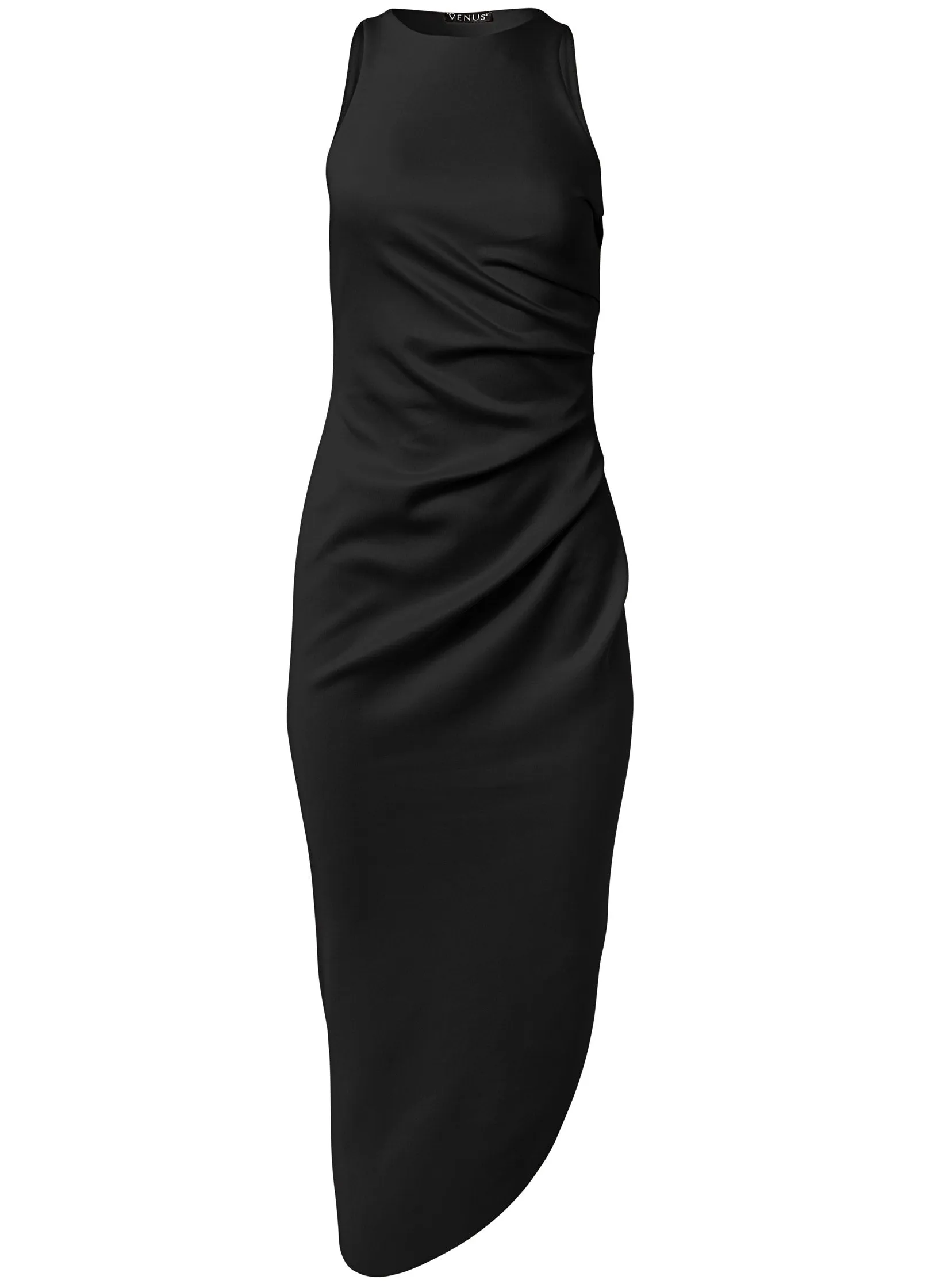 Ruched Bodycon Dress - Black