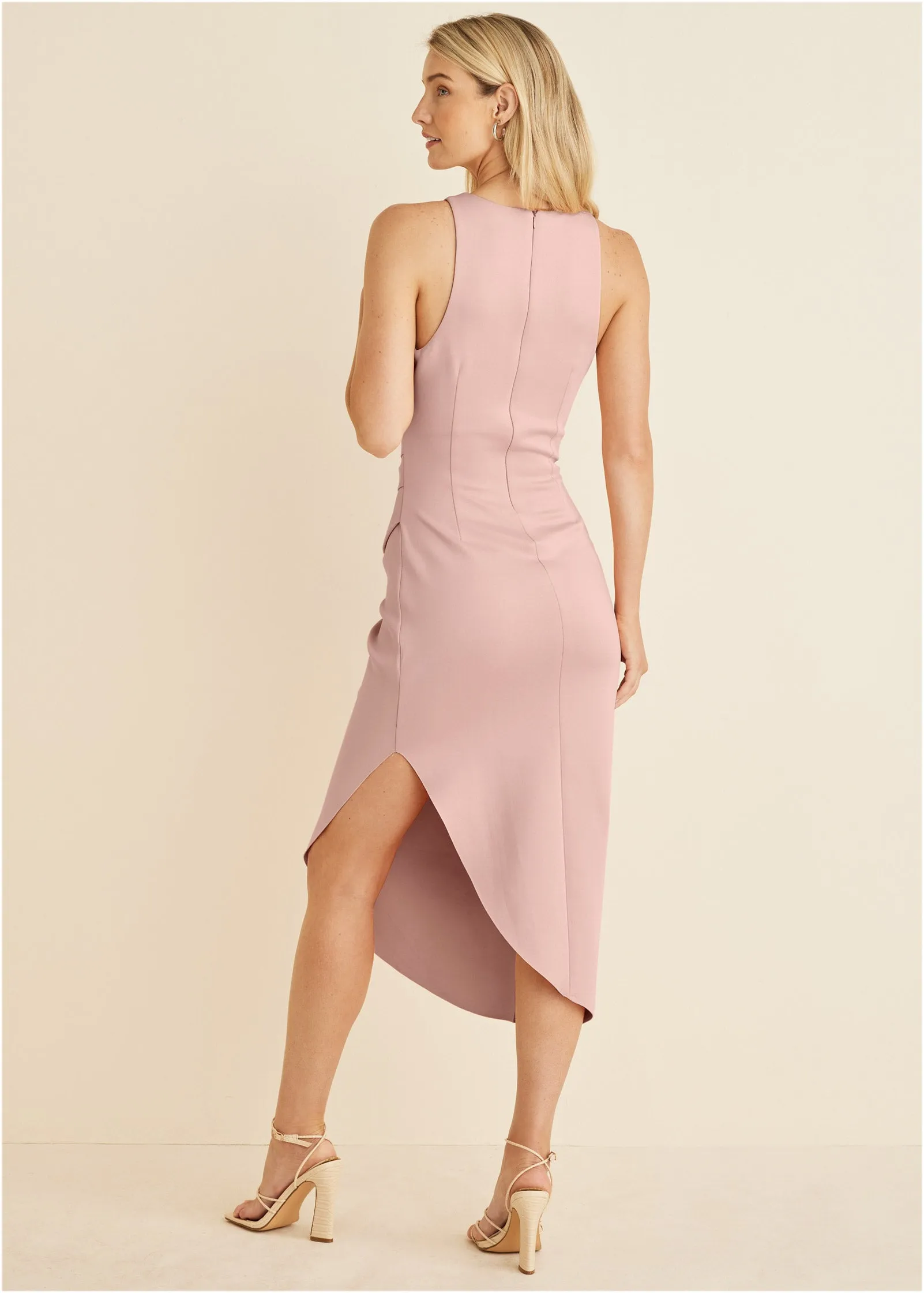 Ruched Bodycon Dress - Peach