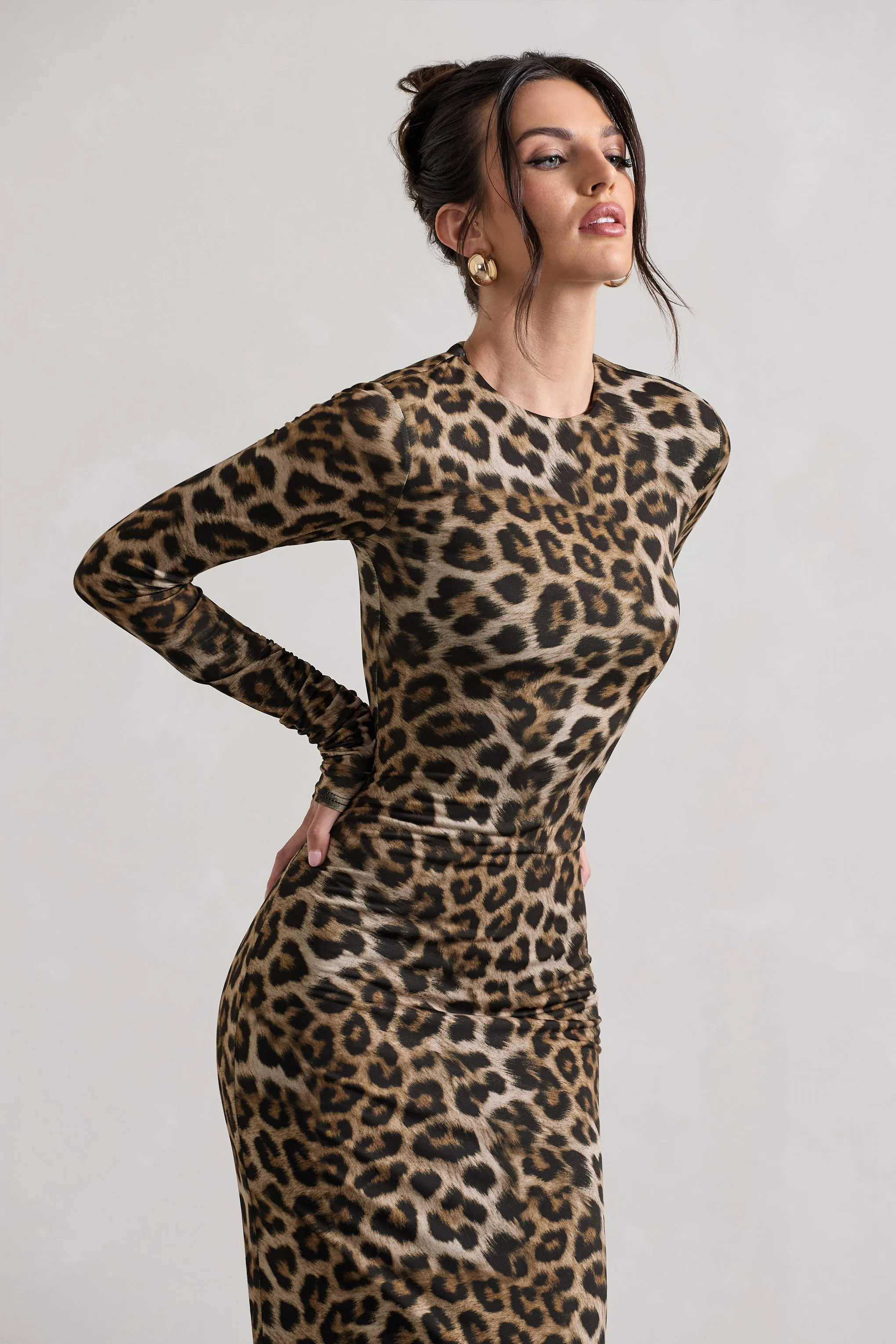 Run Wild | Leopard Print Long-Sleeve Maxi Dress