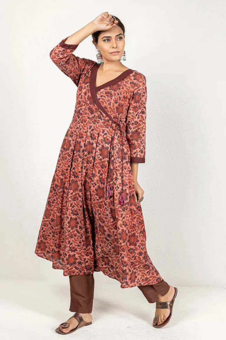 Rust Block Print Kurta