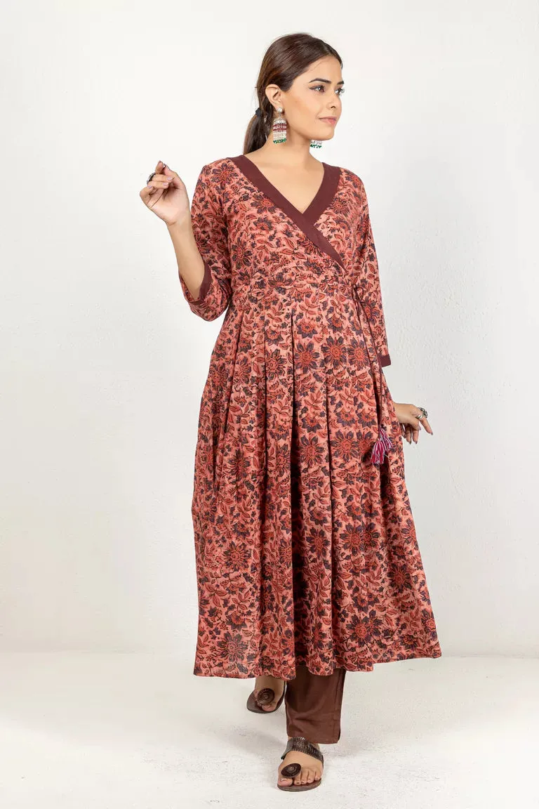 Rust Block Print Kurta