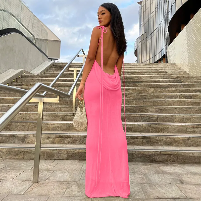 Sean Backless Fishtail Long Dress