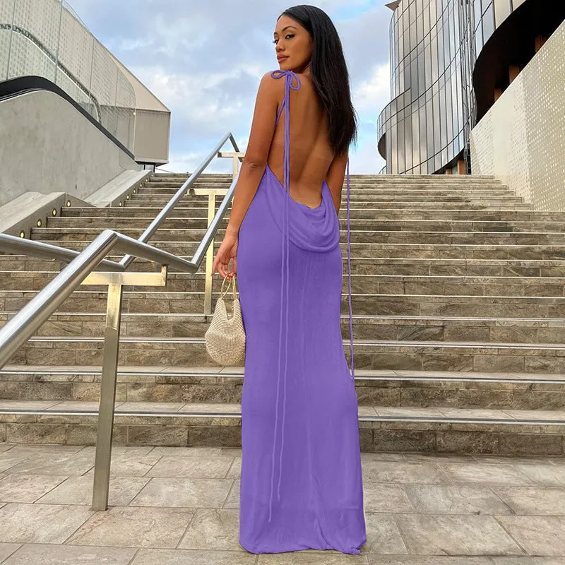 Sean Backless Fishtail Long Dress