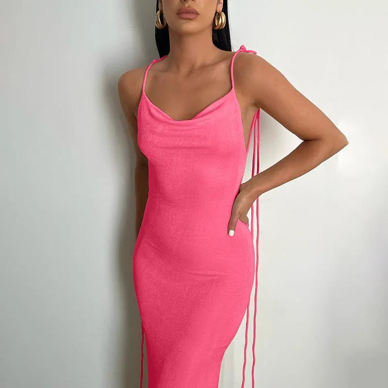 Sean Backless Fishtail Long Dress