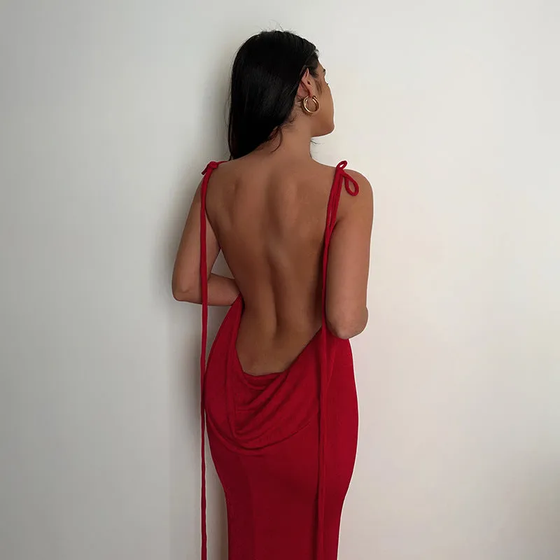 Sean Backless Fishtail Long Dress