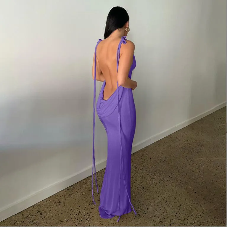 Sean Backless Fishtail Long Dress