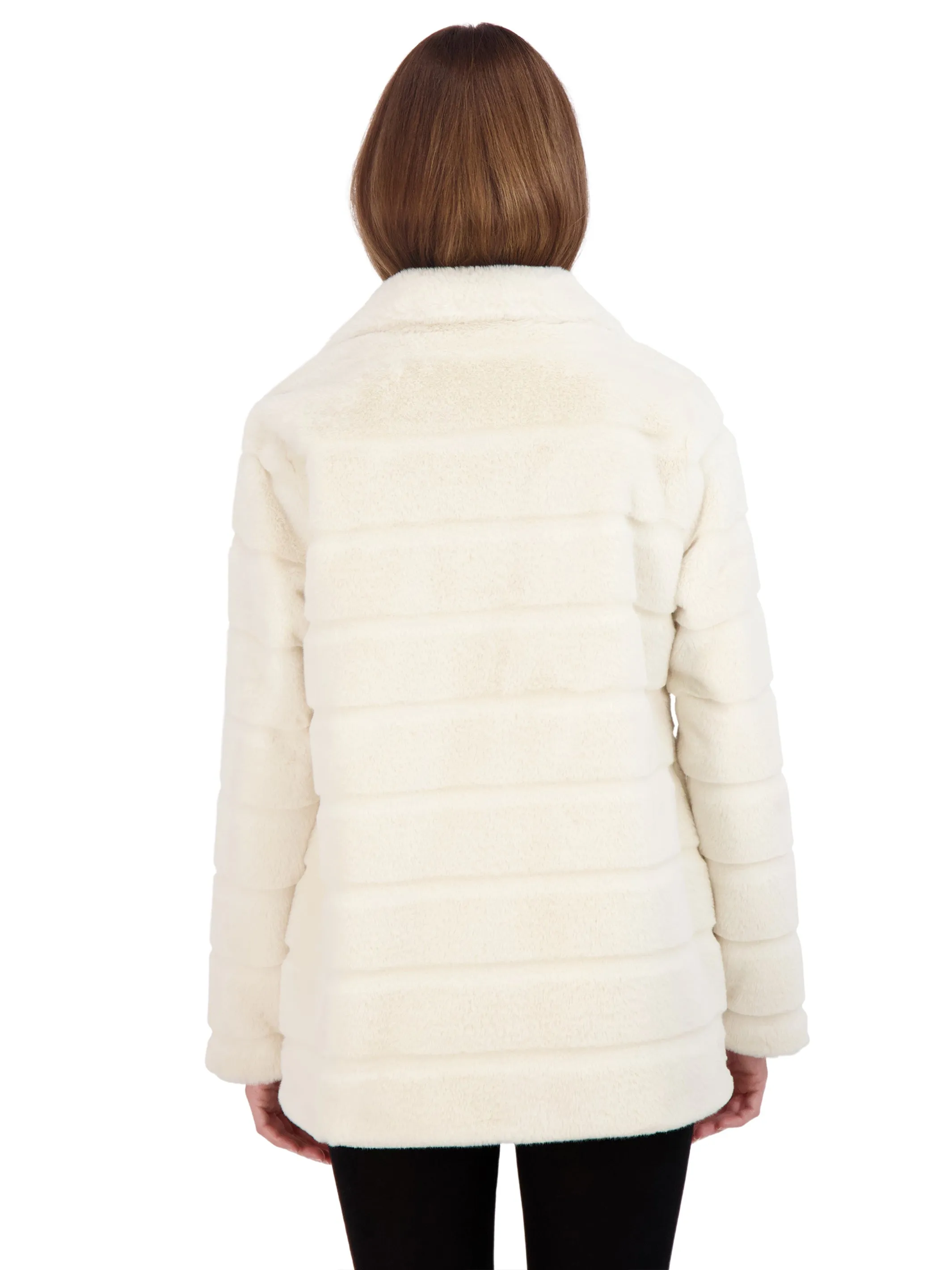 Sebby Collection Women's 3/4 Faux Fur Snap Front Coat