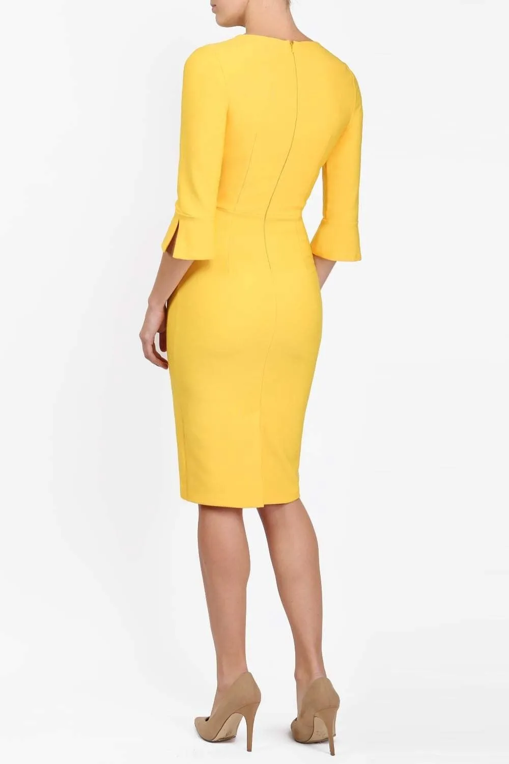 Seed Kennedy Sleeved Shaped Neckline Pencil Dress