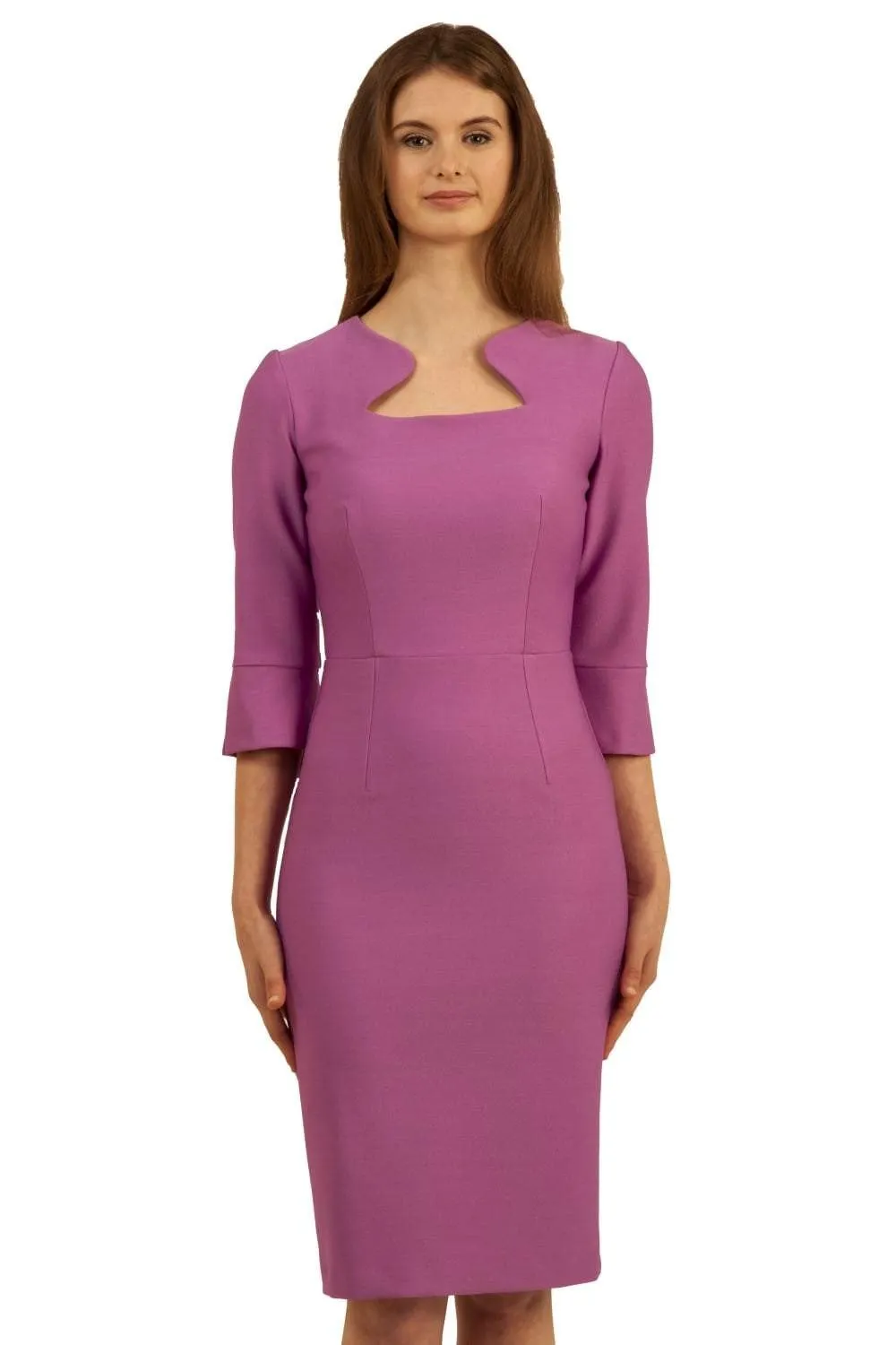 Seed Kennedy Sleeved Shaped Neckline Pencil Dress