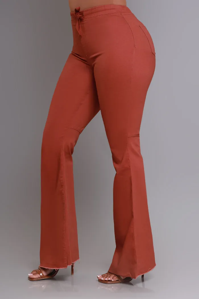 Seek Shelter High Rise Pull-On Flared Pants - Red Wood