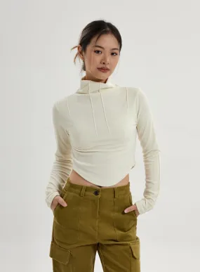 Semi Turtleneck Long Sleeves Crop Top CN17