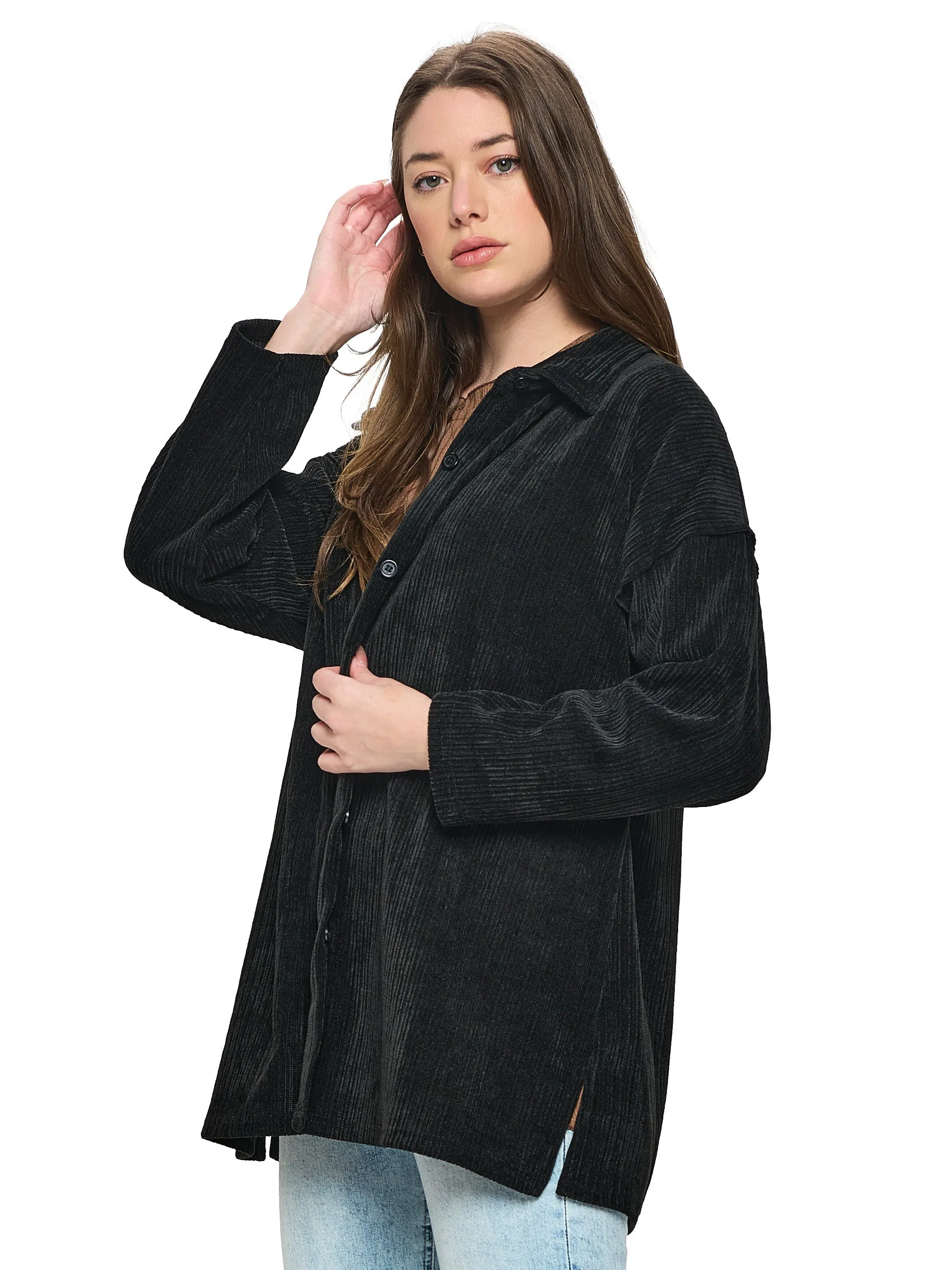 Shacket Casual Ribbed Oversized