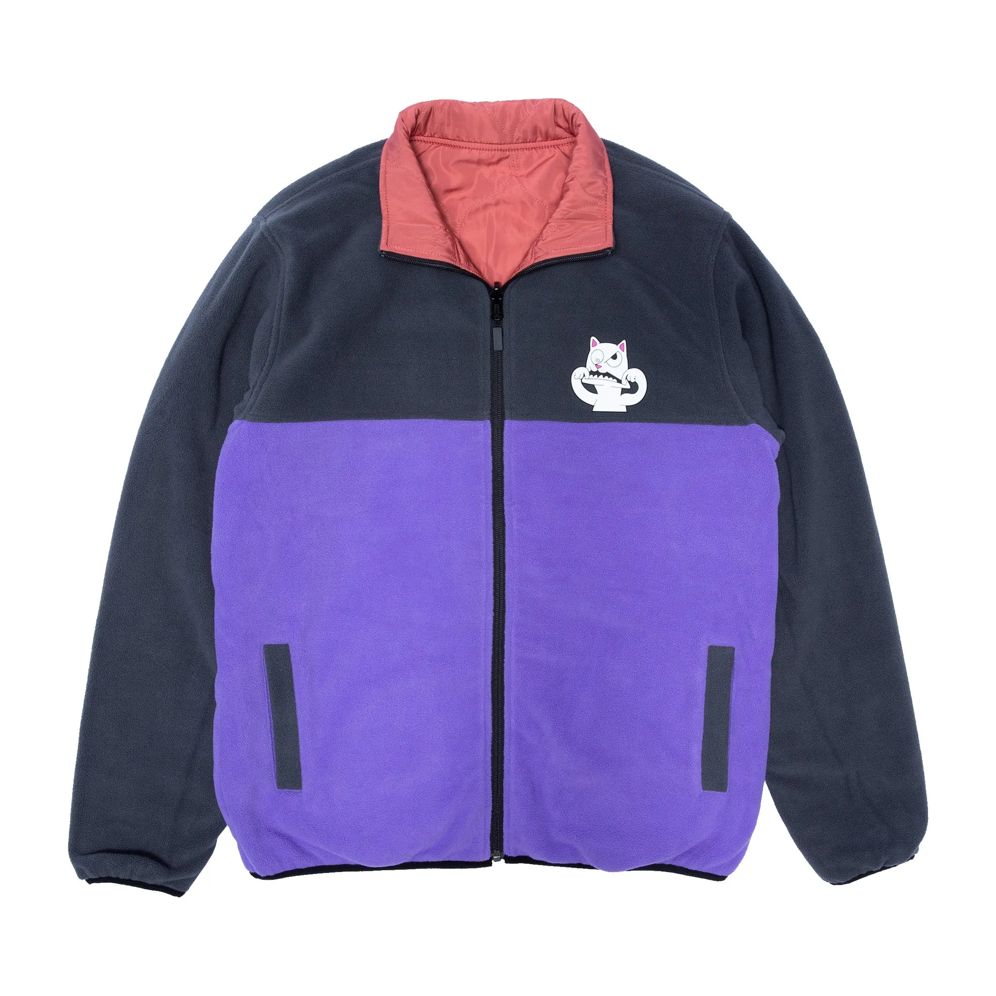 Shmoody Polar Fleece Quilted Reversible Jacket (Clay/Purple)