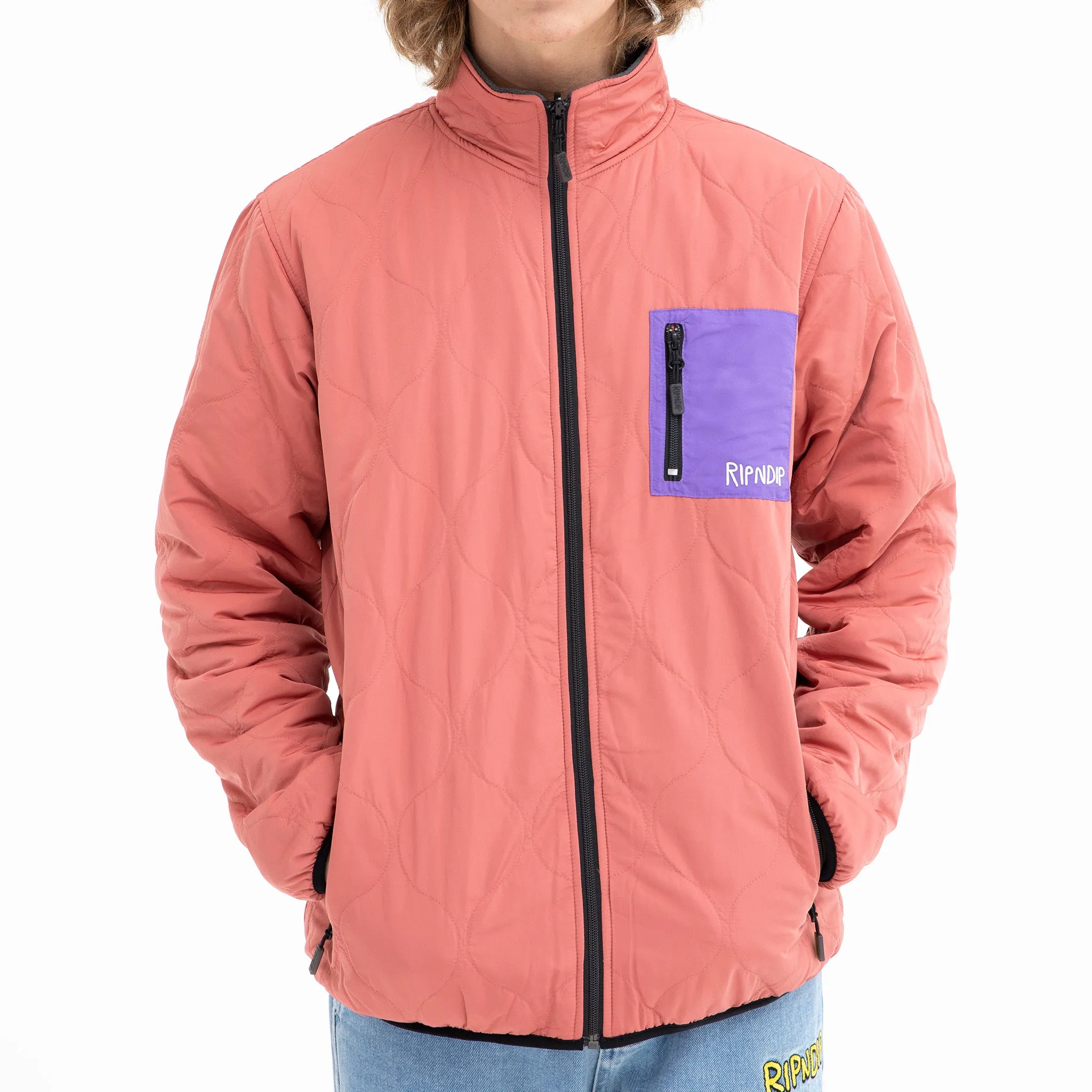 Shmoody Polar Fleece Quilted Reversible Jacket (Clay/Purple)