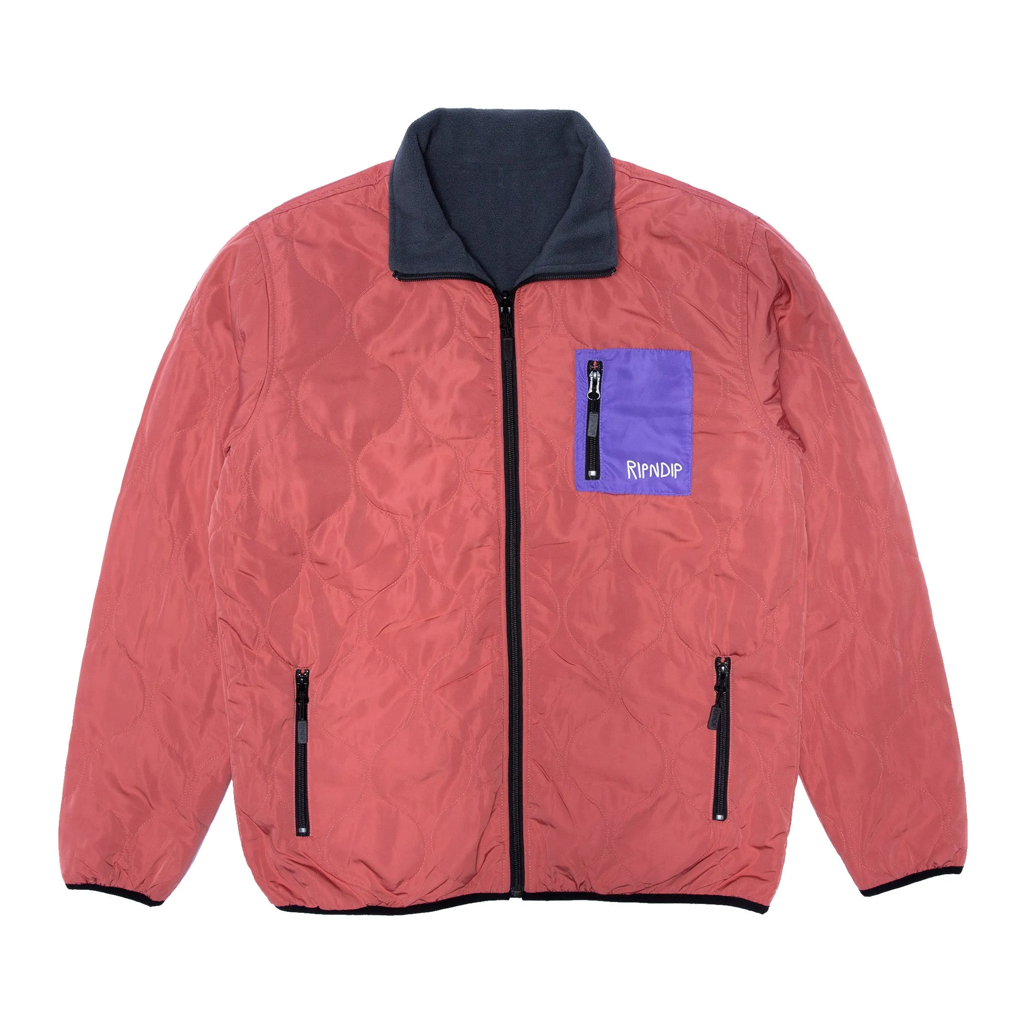 Shmoody Polar Fleece Quilted Reversible Jacket (Clay/Purple)