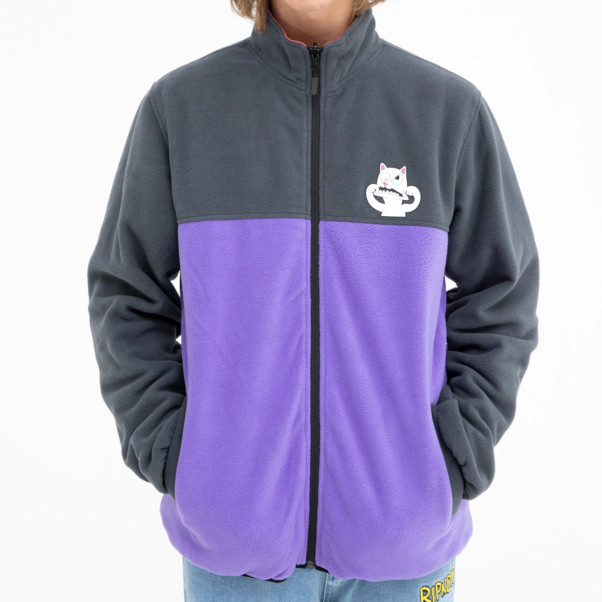 Shmoody Polar Fleece Quilted Reversible Jacket (Clay/Purple)