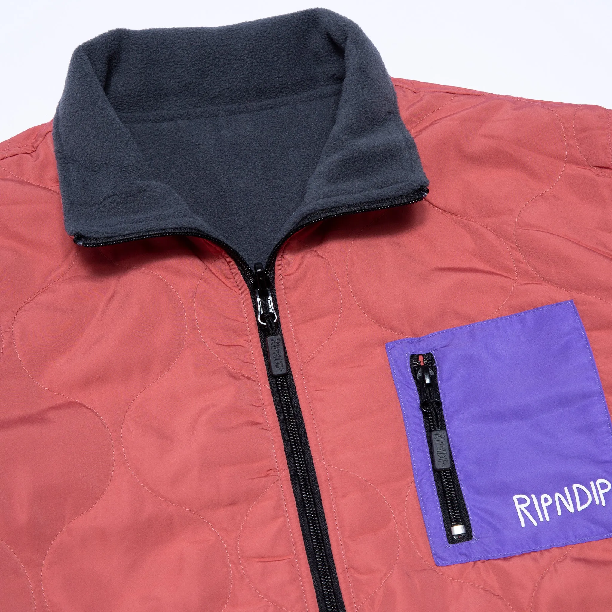 Shmoody Polar Fleece Quilted Reversible Jacket (Clay/Purple)