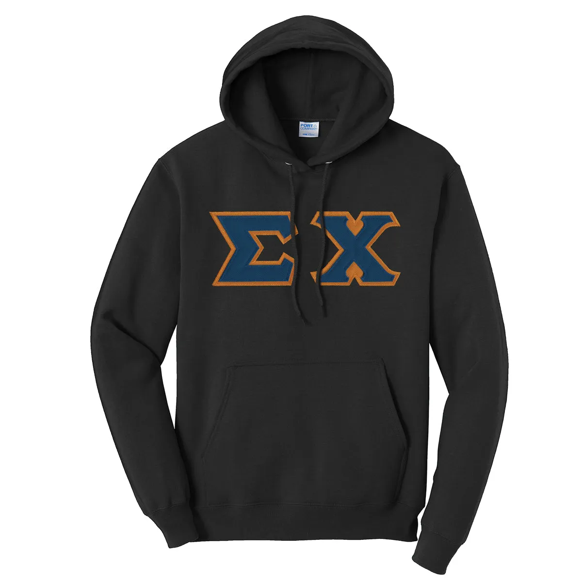 Sigma Chi Black Hoodie with Sewn On Greek Letters