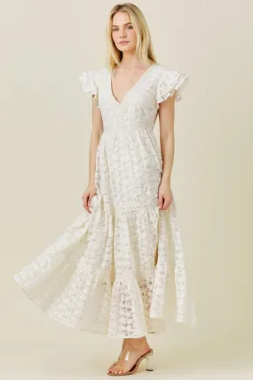 Skye V-Neck Lace Maxi Dress (cream)