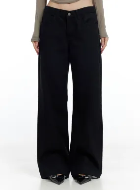 Solid Cotton Semi-Wide Pants CO425