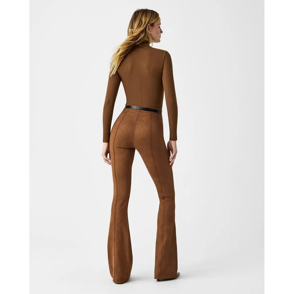 Spanx NWT Faux Suede Flare Pants in Rich Caramel - Size XS Tall