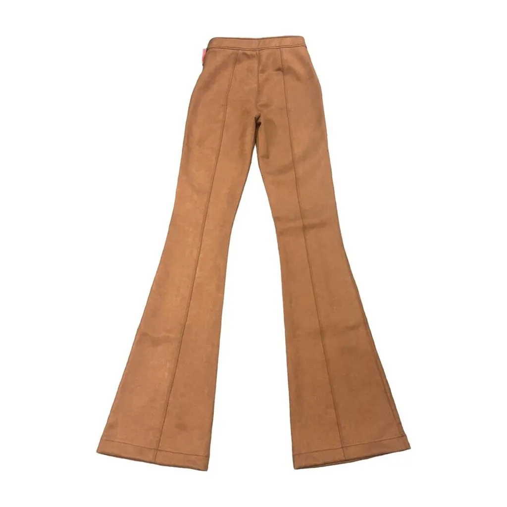 Spanx NWT Faux Suede Flare Pants in Rich Caramel - Size XS Tall