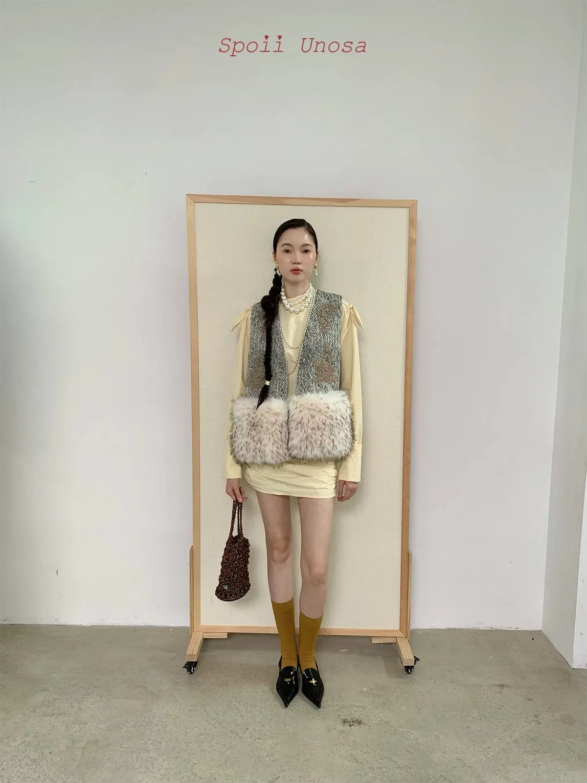 [SPOII UNOSA] Vintage Charm Faux Fur Autumn Vest