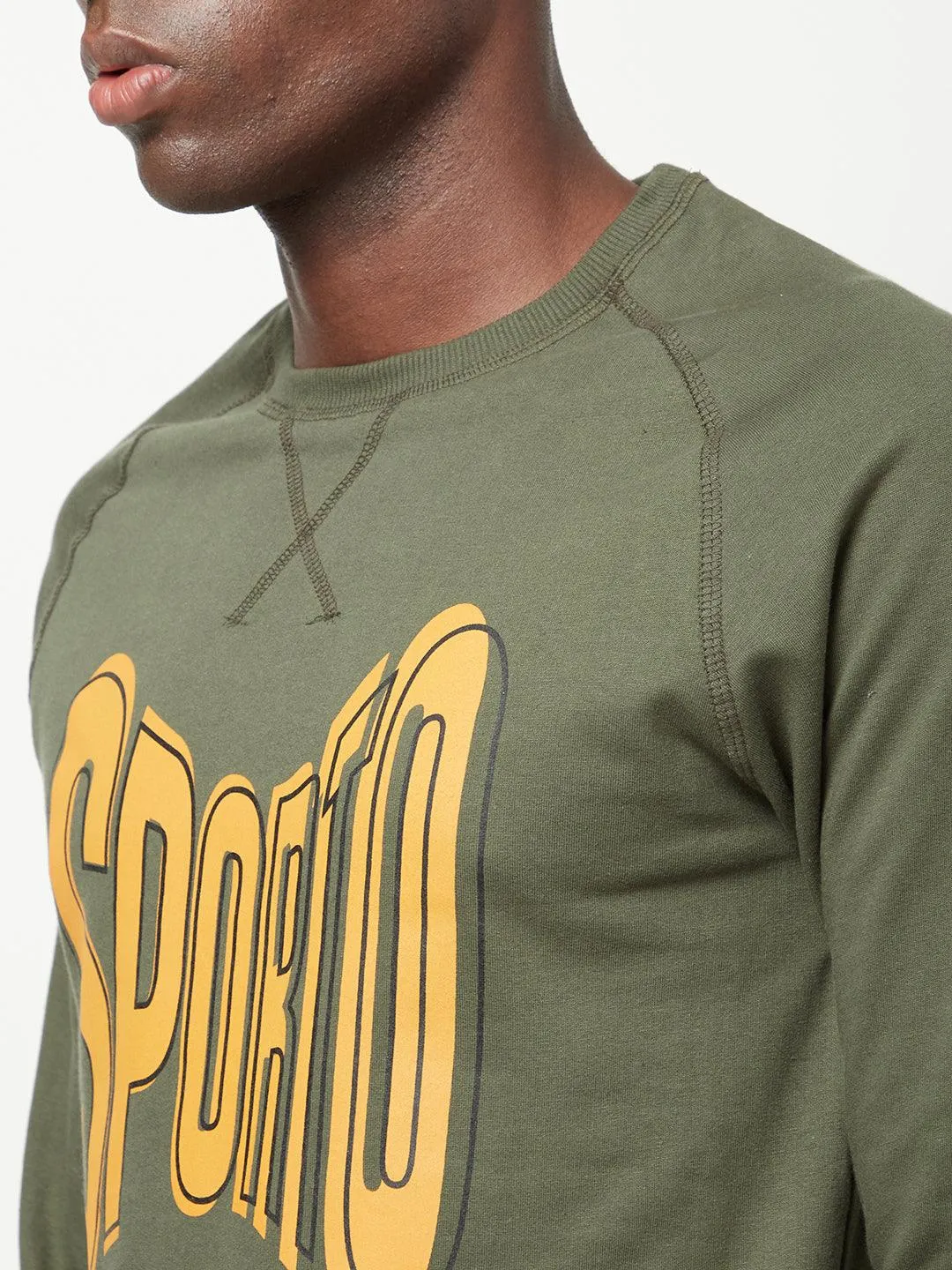 Sporto Crew Neck Printed Sweatshirt - Olive