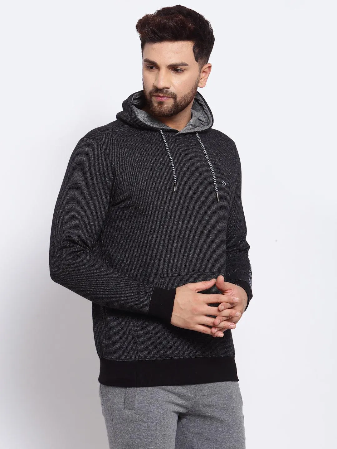 Sporto Men's Hoodie Sweatshirt - Black Jaspe