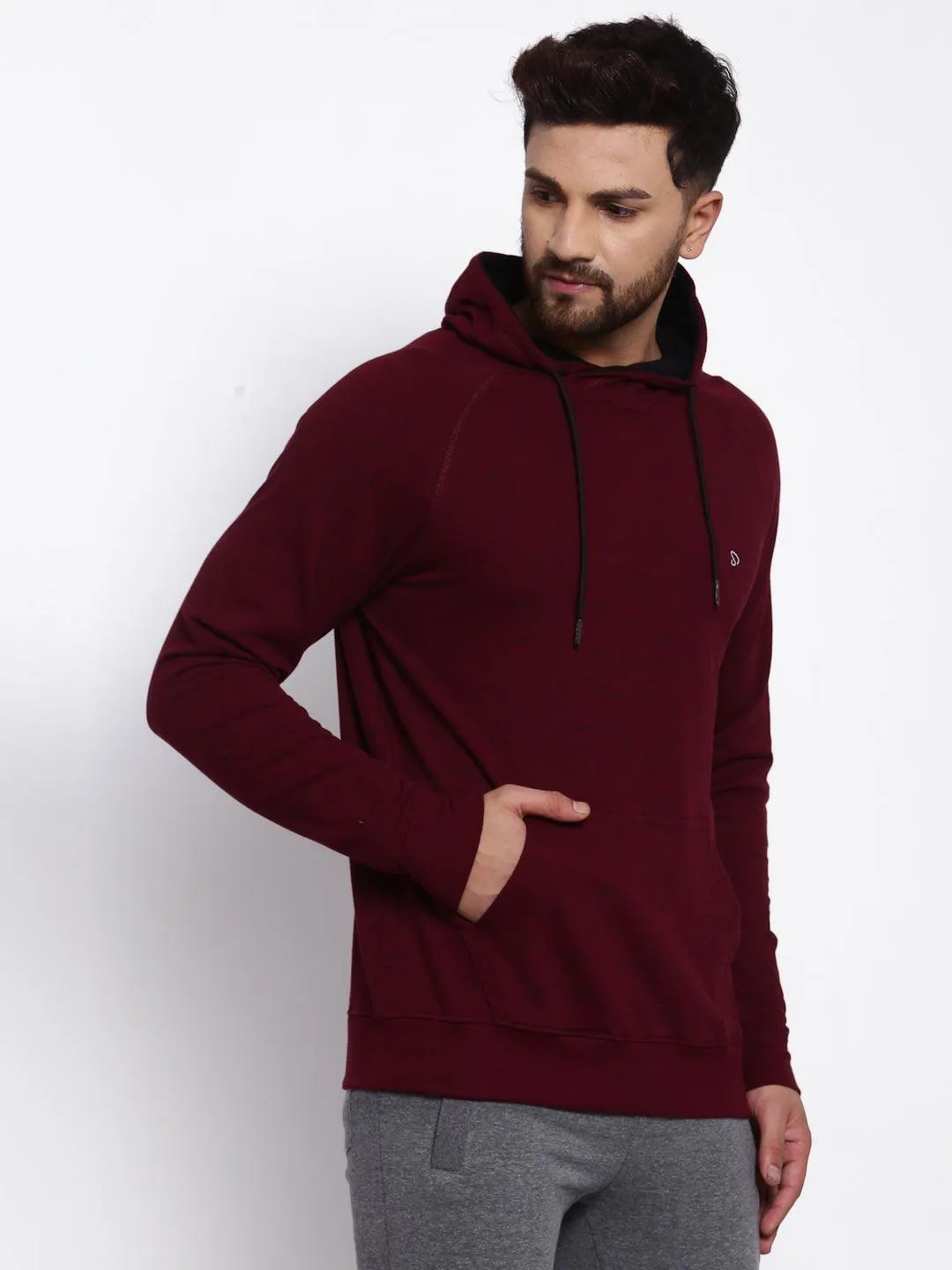 Sporto Men's Hoodie Sweatshirt - Burgundy & Black Inject