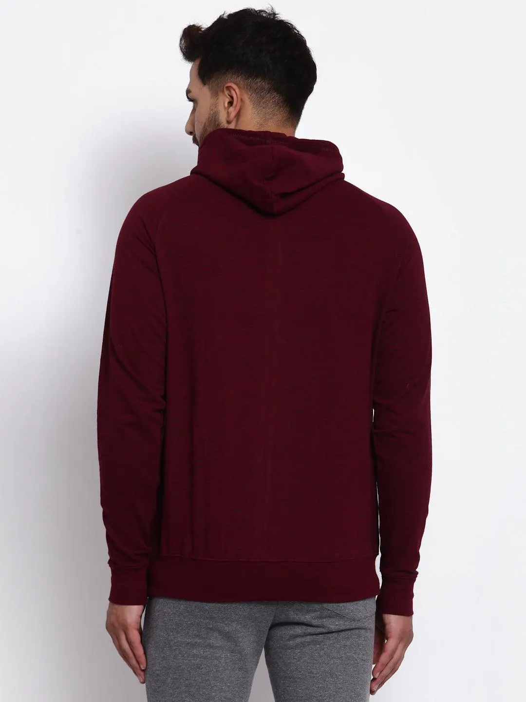 Sporto Men's Hoodie Sweatshirt - Burgundy & Black Inject