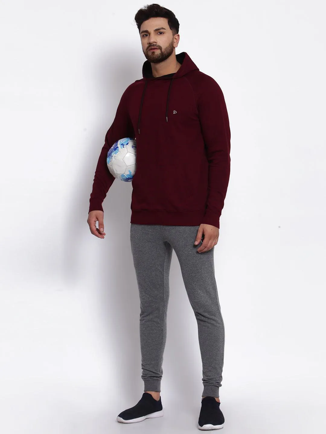 Sporto Men's Hoodie Sweatshirt - Burgundy & Black Inject