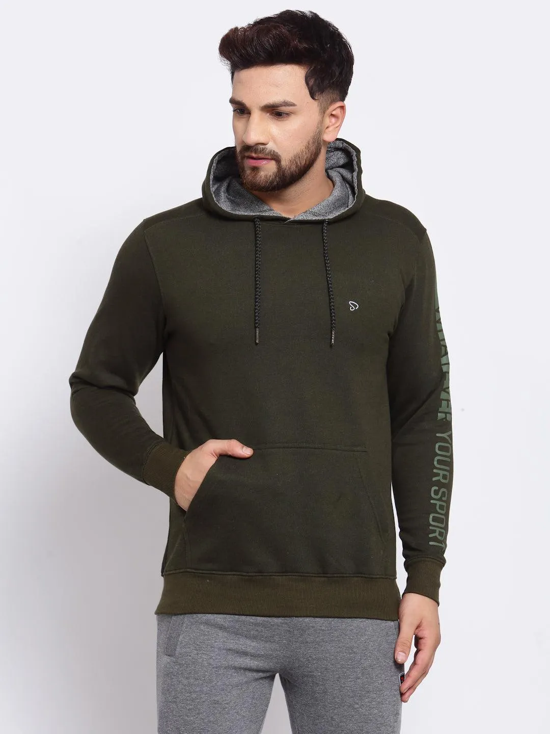 Sporto Men's Hoodie Sweatshirt - Olive Jaspe