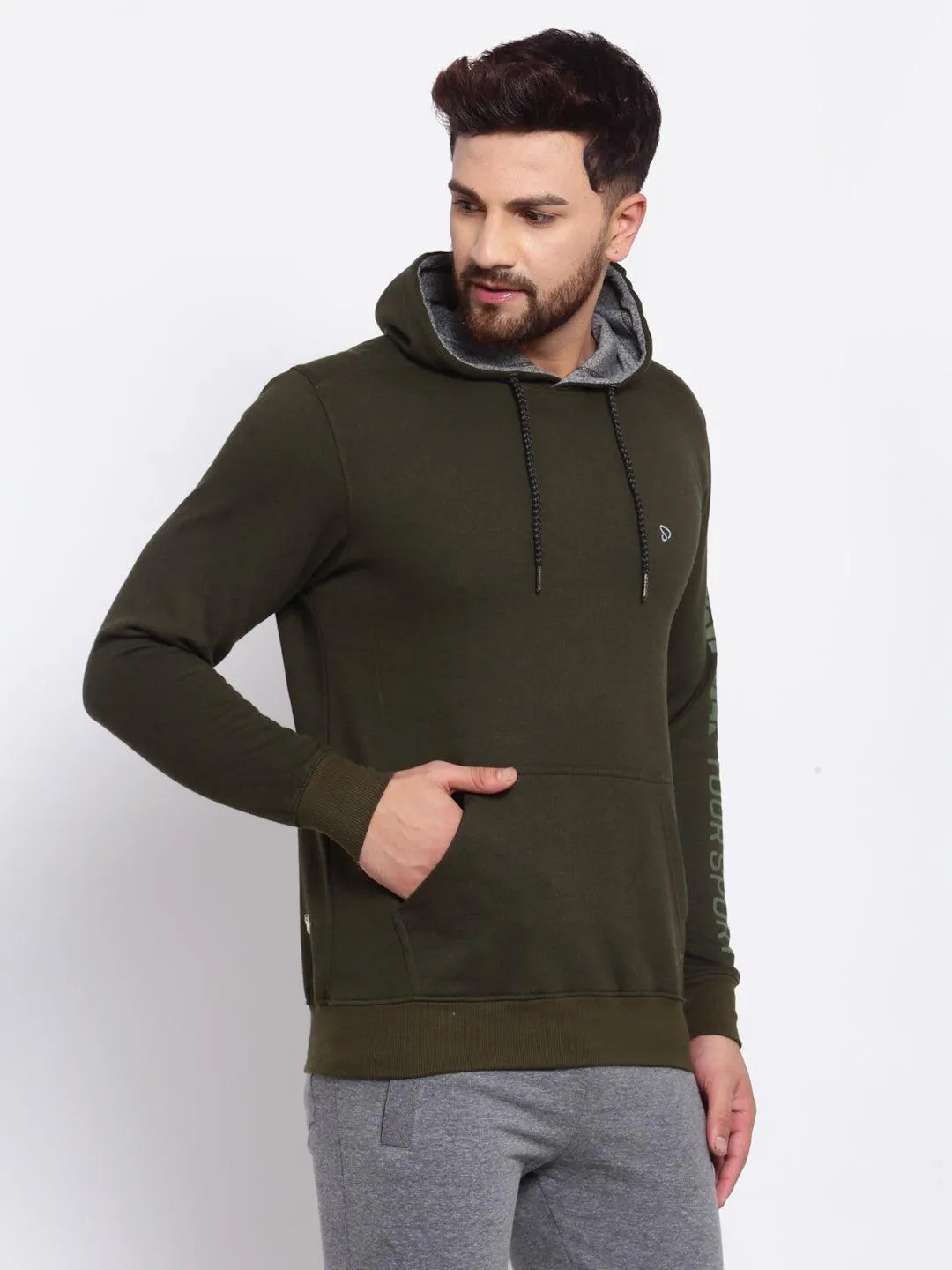 Sporto Men's Hoodie Sweatshirt - Olive Jaspe