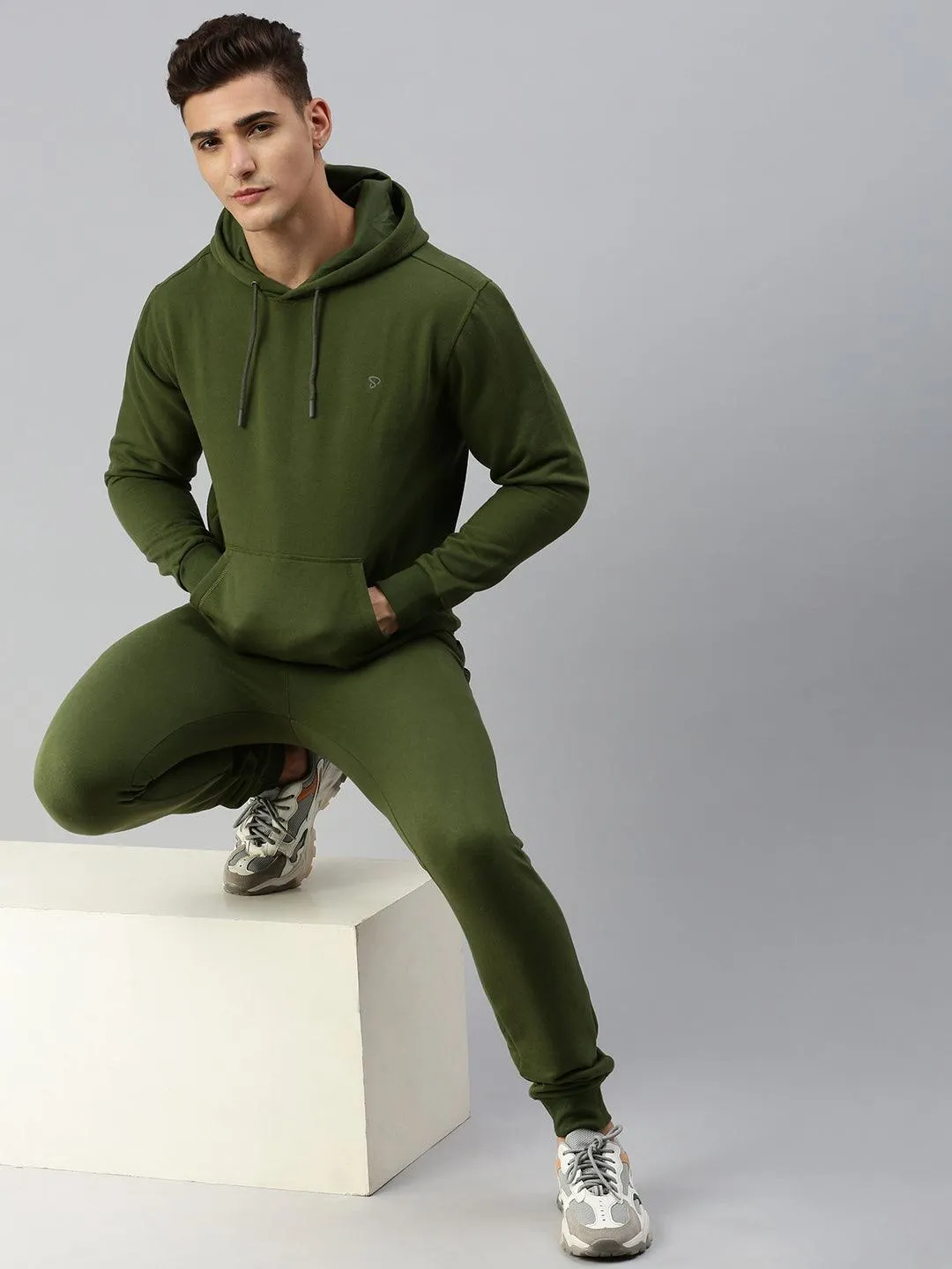 Sporto Ultra Fleece Hooded Sweatshirt for Men with Kangaroo Pocket | Olive