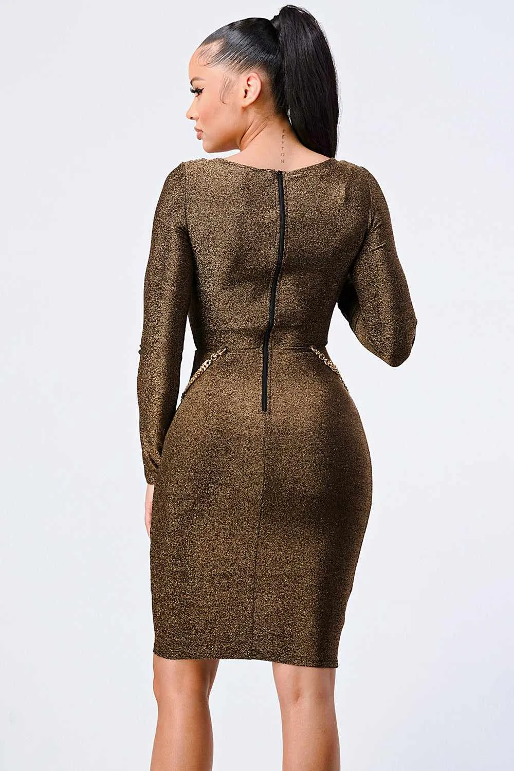 Square Neck Glitter Bodycon Dress