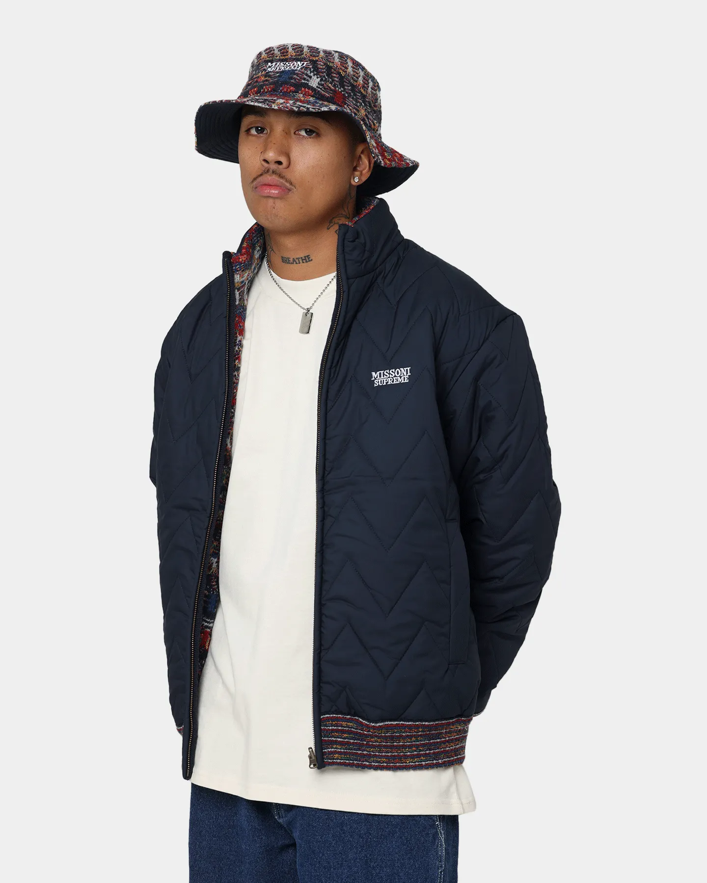 Supreme X Missoni Reversible Knit Jacket Navy