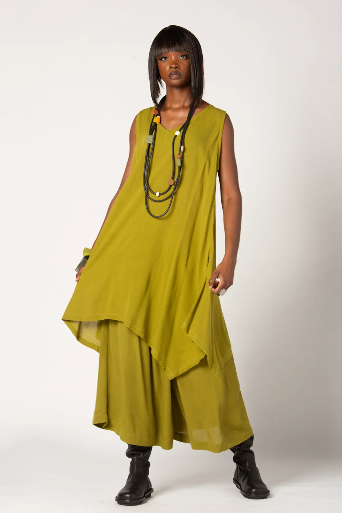 Tahiti Top in Green Chartreuse Crinkle