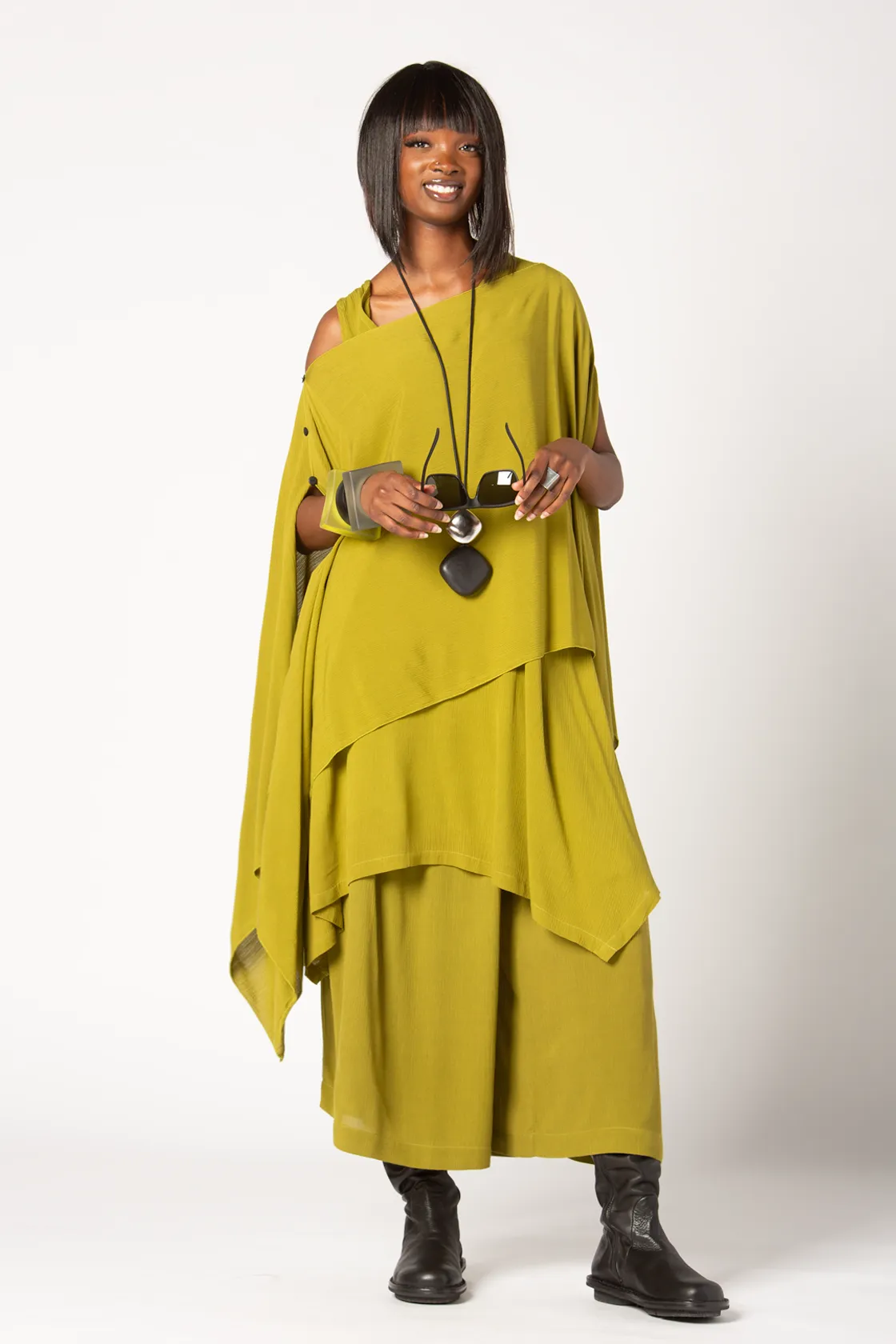 Tahiti Top in Green Chartreuse Crinkle