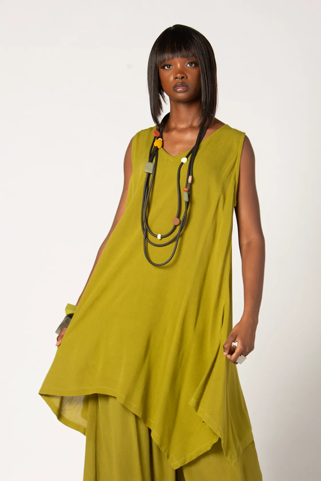 Tahiti Top in Green Chartreuse Crinkle