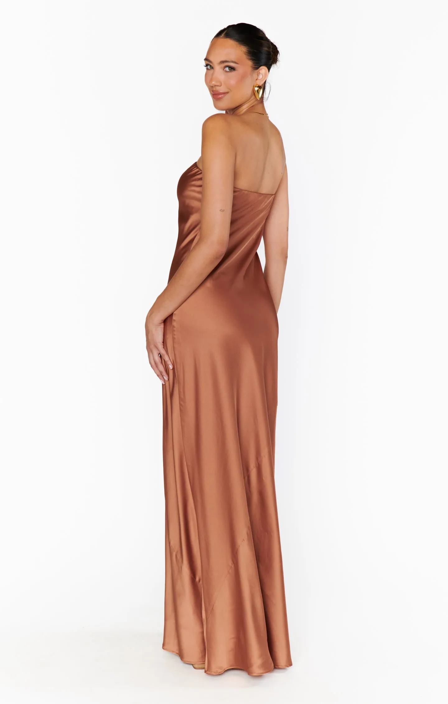 Taylor Tube Maxi Dress ~ Copper Luxe Satin